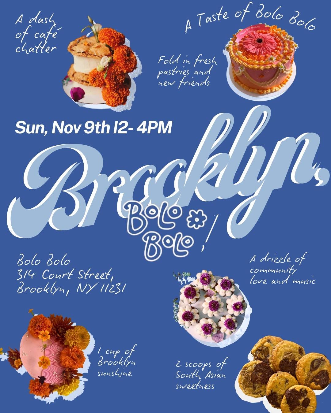 brooklyn, bolo bolo! flyer hero image hosted by Bolo Bolo at Bolo Bolo Café & Bakery starting at 2025-11-09T12:00:00.000Z