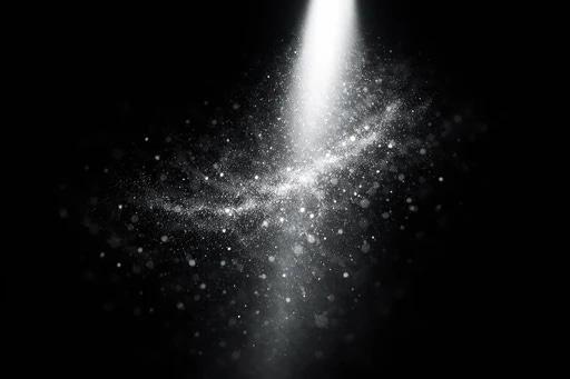 A beam of light made visible only when particles are illuminated, representing how observation changes what it describes
