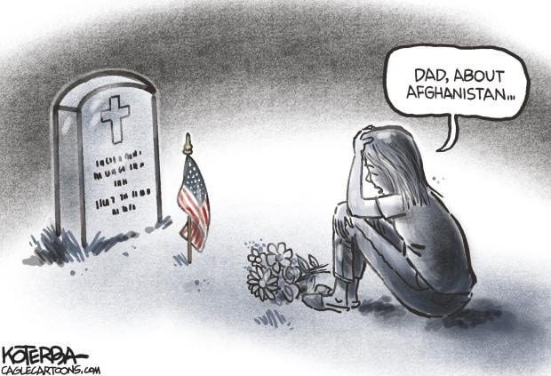 Dad, about Afghanistan..." A sad caricature of the withdrawal of American  troops from Afghanistan, 2021 : r/PropagandaPosters