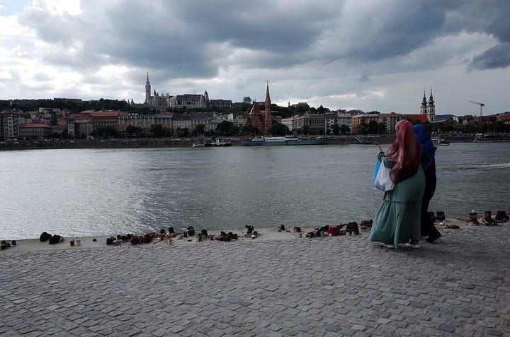 Photos of the shoes on the bank of the Danube in Budapest