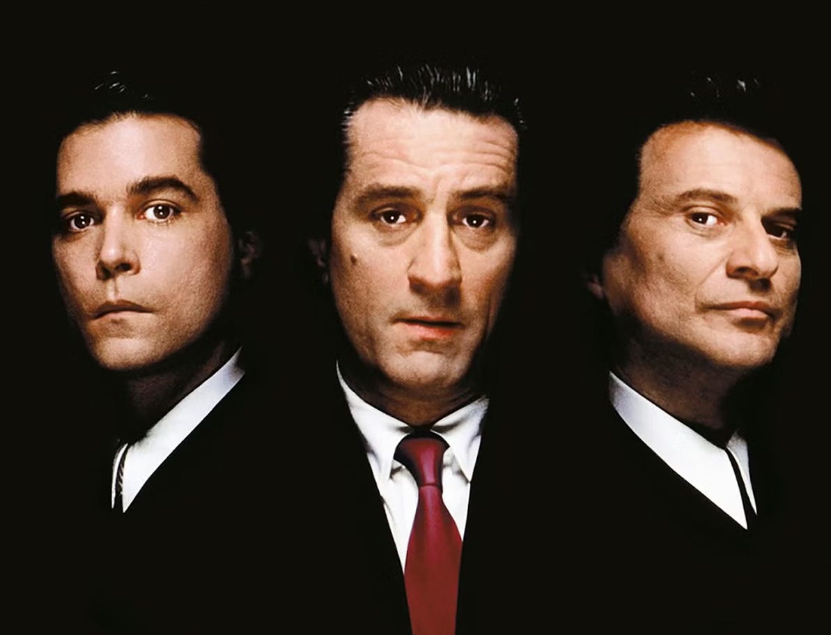 Les trois personnages principaux sur l'affiche des Affranchis de Scorcese