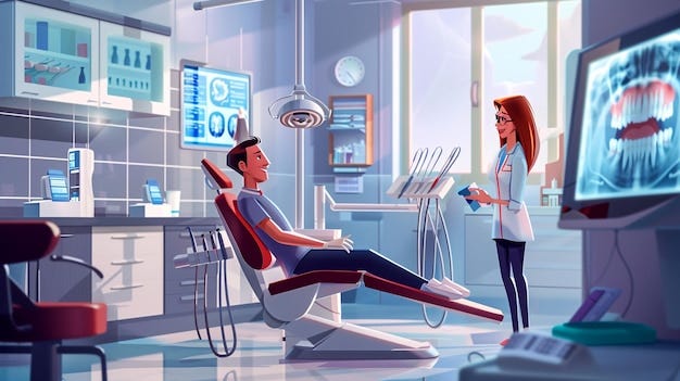 Dentist talking to patient in examination room | Premium AI-generated image