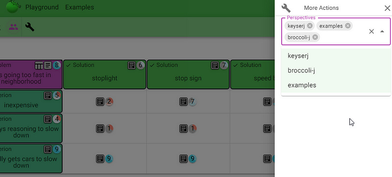 Viewing the “More Actions” drawer, which contains a dropdown where you can select which user’s scores to display.