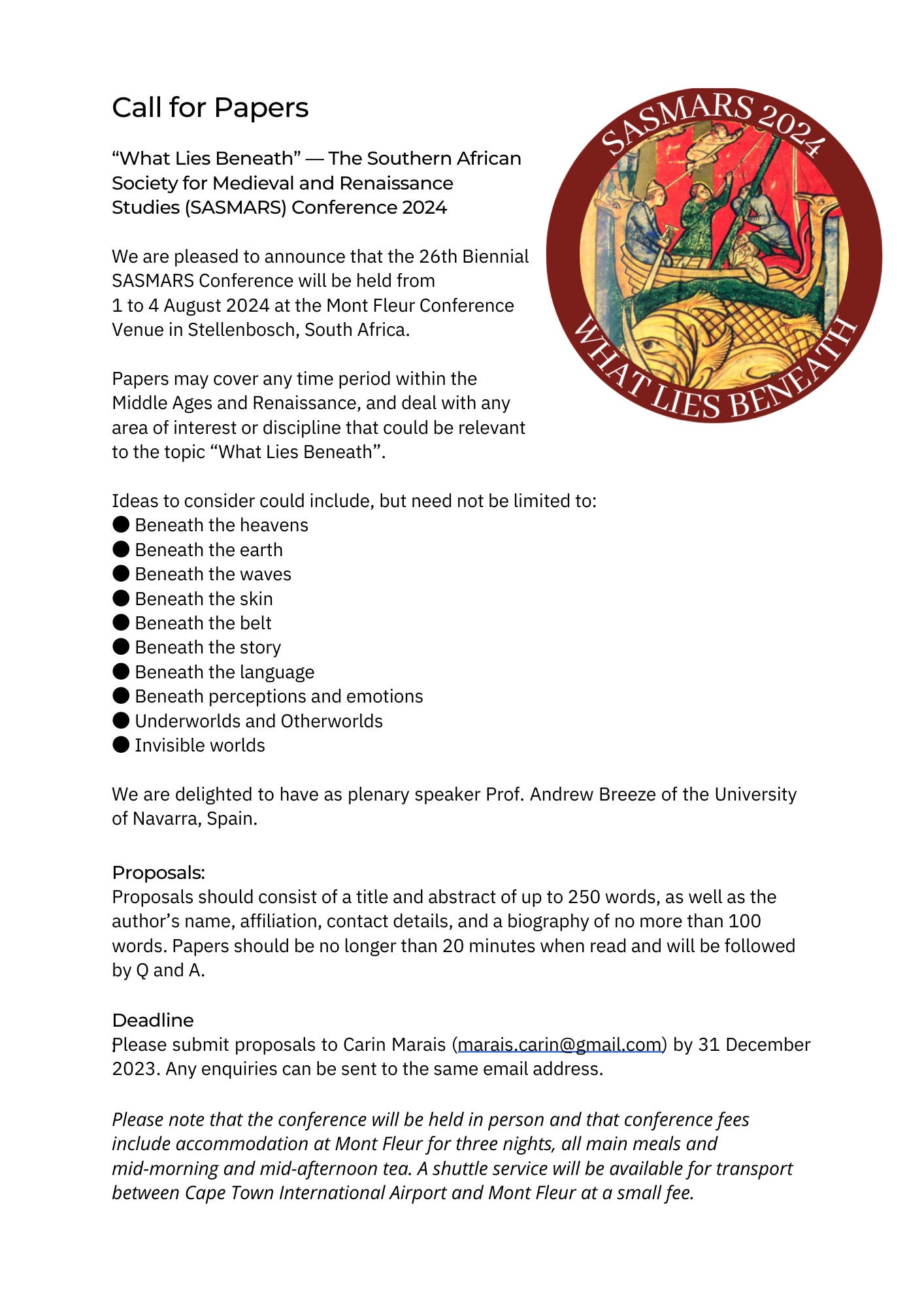 Image containing the same call for papers text as the post.