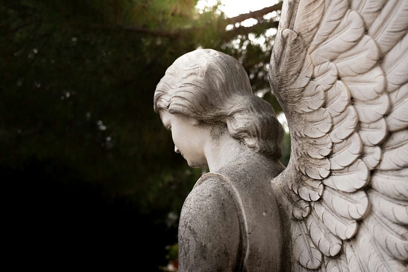 A sculpture of an angel