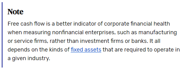 Free cash flow note