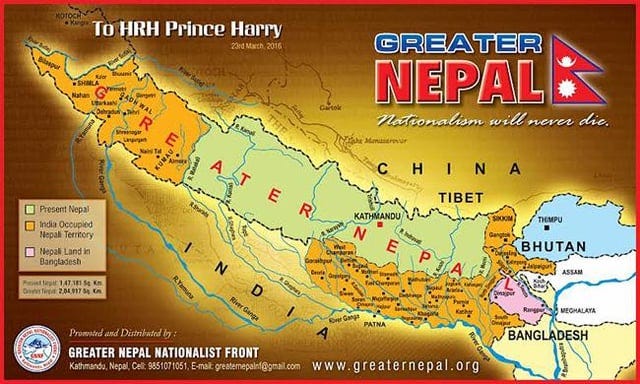 r/MapPorn - Map of "Greater Nepal" [1025 x 1431]