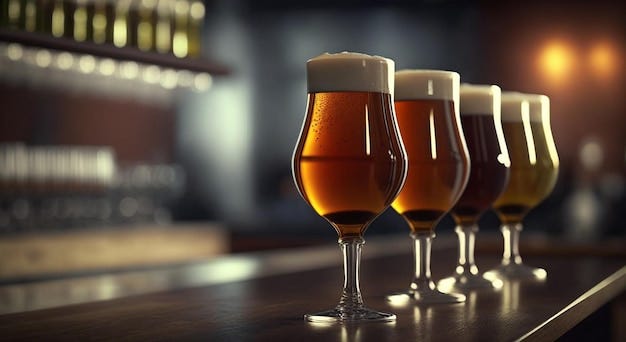 Dos vasos de cerveza sentados en una mesa con las palabras "no" en la parte  superior | Foto Premium