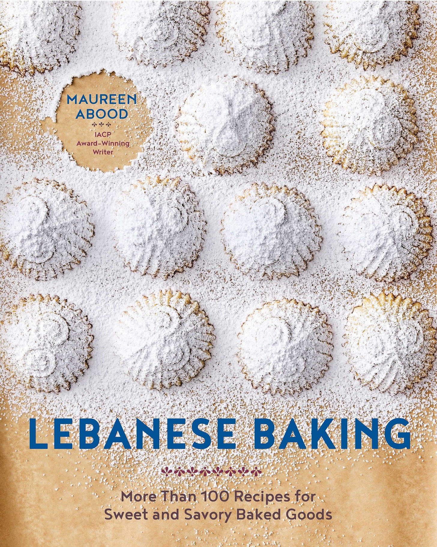 Cover of Lebanese Baking showing cookies dusted with powdered sugar.