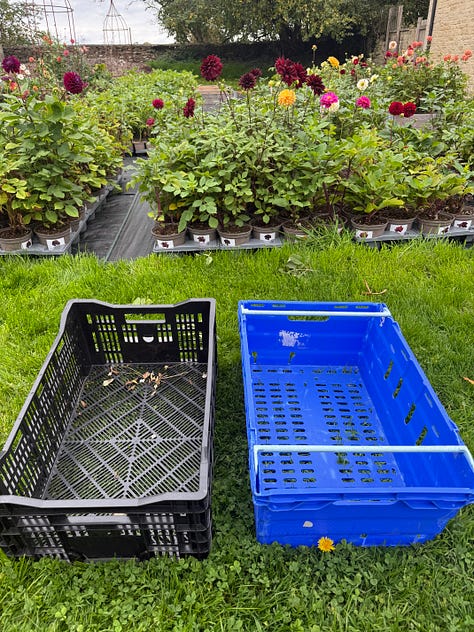 Bale arm crate, marker pen, labels