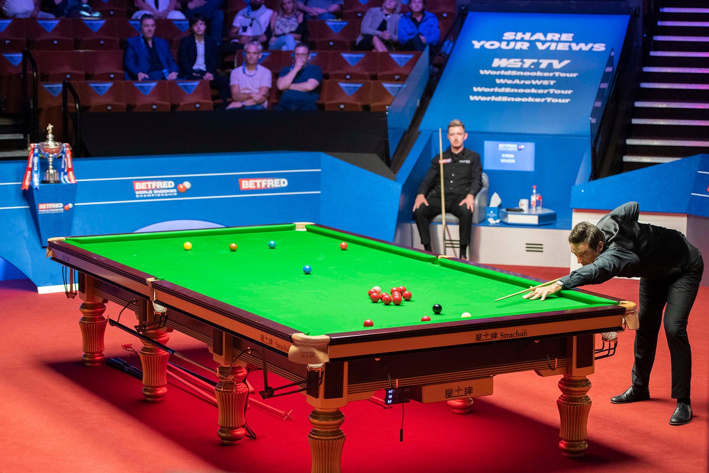 Ronnie O'Sullivan y Kyren Wilson, en la final del Campeonato del Mundo de snooker de 2020 Ronnie O'Sullivan y Kyren Wilson, en la final del Campeonato del Mundo de snooker de 2020