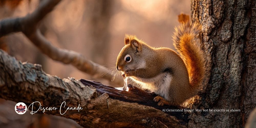 Squirrel drinking maple sap from a tree branch in early spring. Squirrel drinking maple sap from a tree branch in early spring.