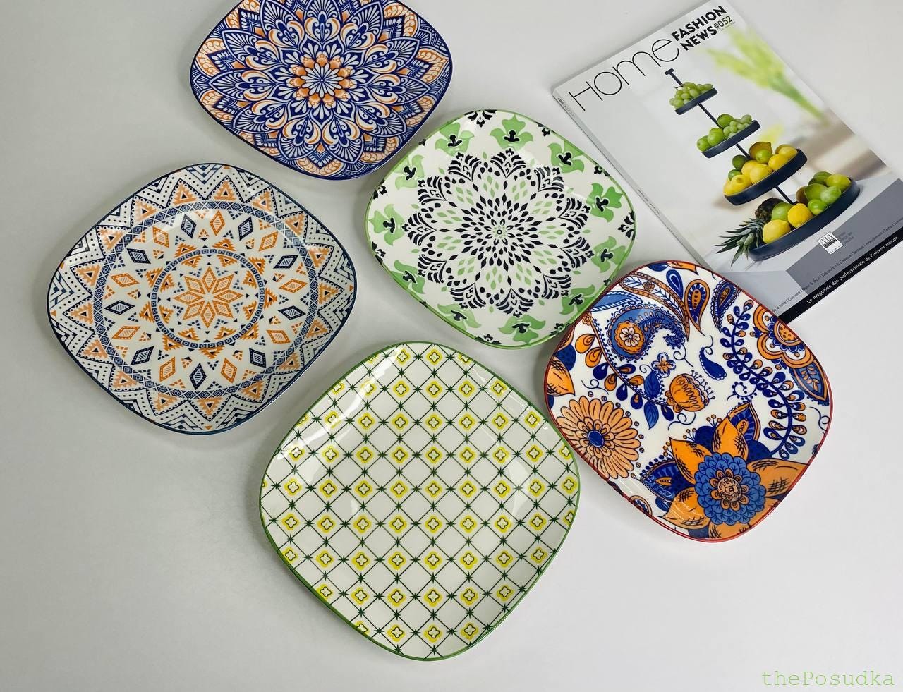 Набір 4 квадратні тарілки Оlenc “Тригір’я” 20,5*2,5 см