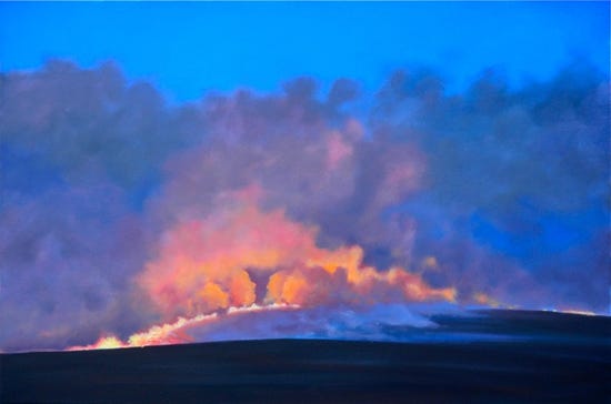 Flames and Smoke, 24 x 36", Oil, © Louis Copt