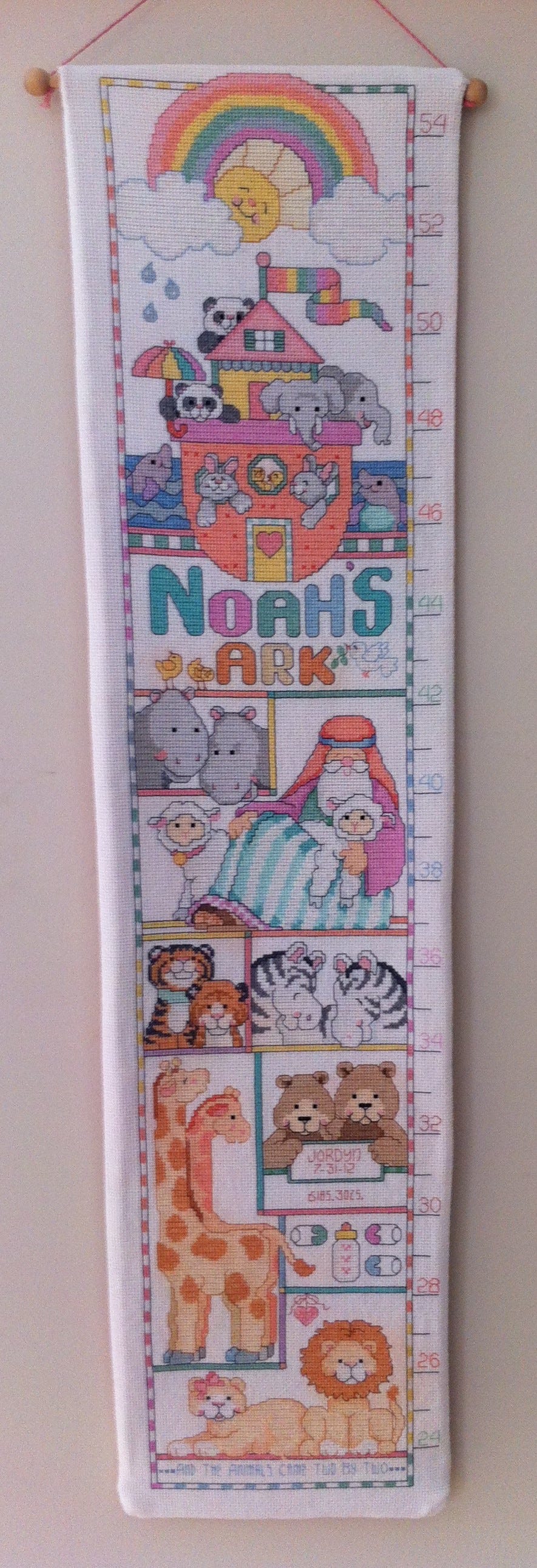 Cross stitch wall chart with Noah's Ark design