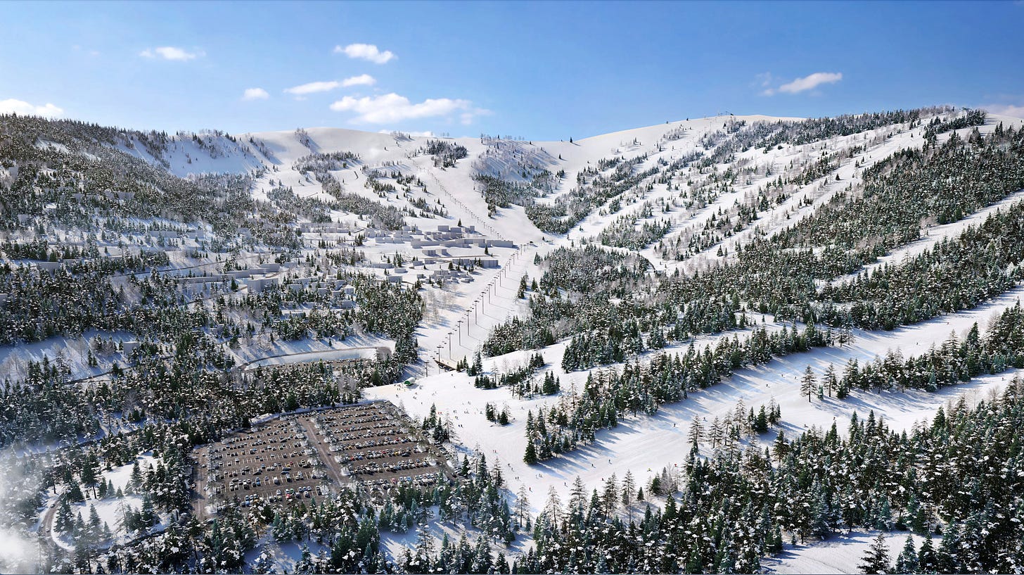 A conceptual image showing the new Creekside Express quad, which will open this winter. Note the snowbridge running beneath the lift to a new loading area, below the old Musical Chairs load. The image also shows potential new trails that Schweitzer hopes to cut looker's right in the near future.