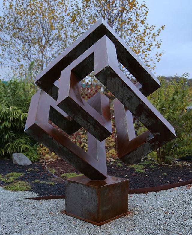 Eric Ferber | Sculpteur acier corten | Les 55 cubes | Metal garden art ...