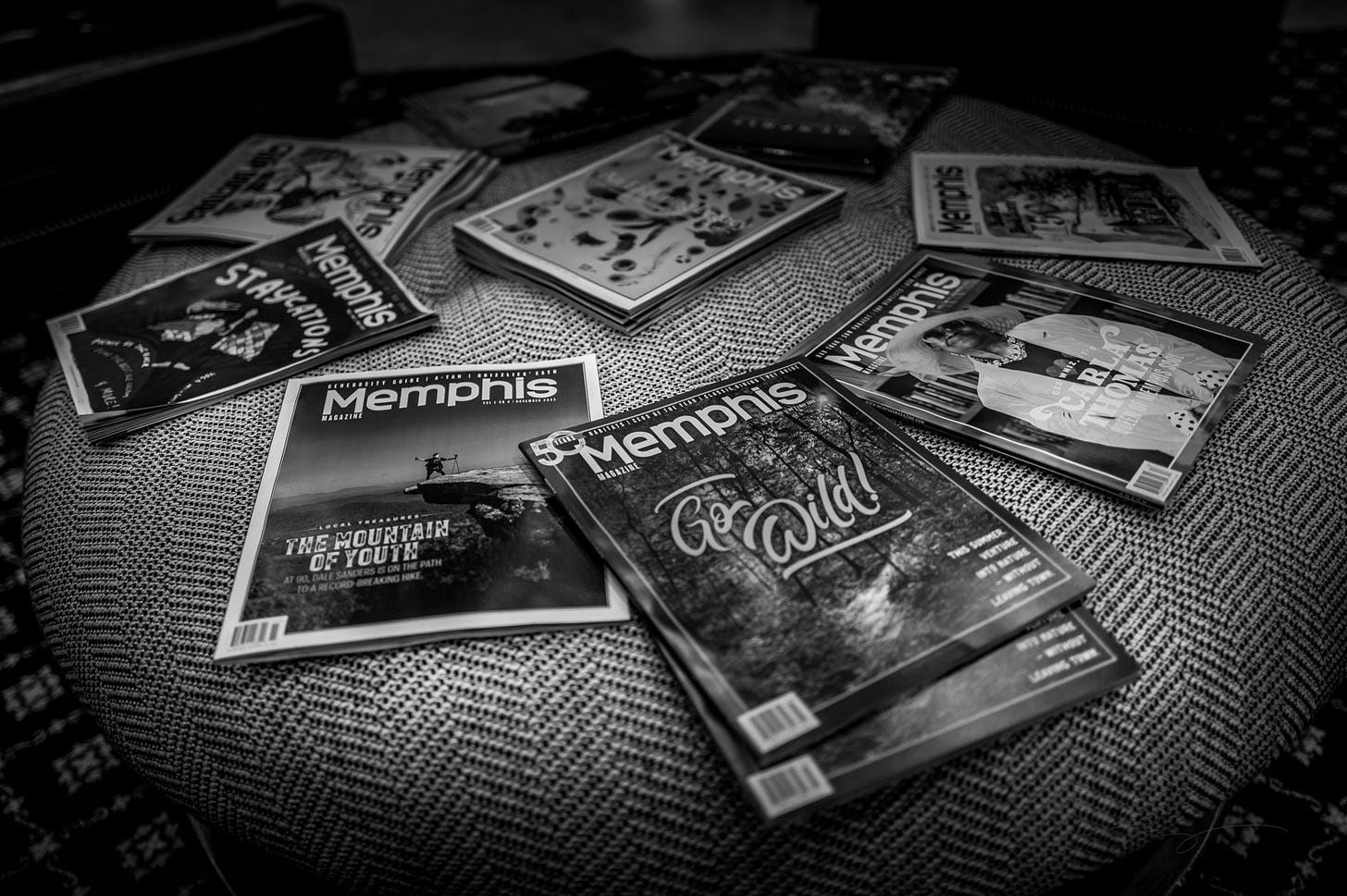 coffee table with various magazines featuring Memphis, TN coffee table with various magazines featuring Memphis, TN