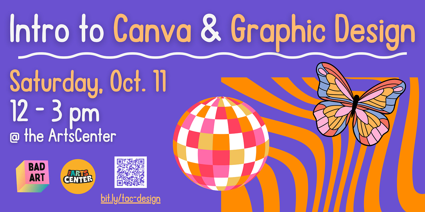 Promo image for Intro to Canva & Graphic Design