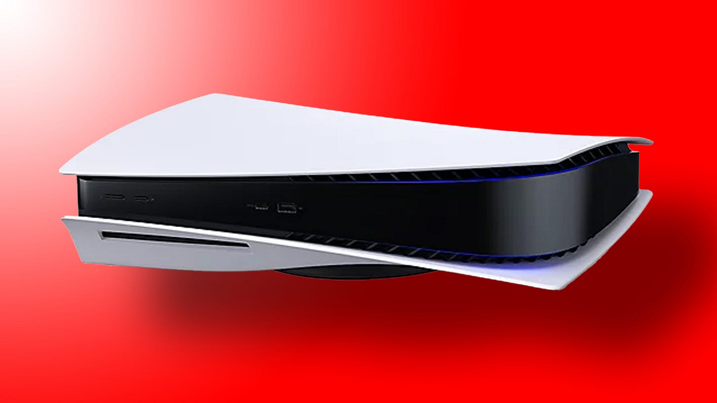 PS5 floats over a red background PS5 floats over a red background