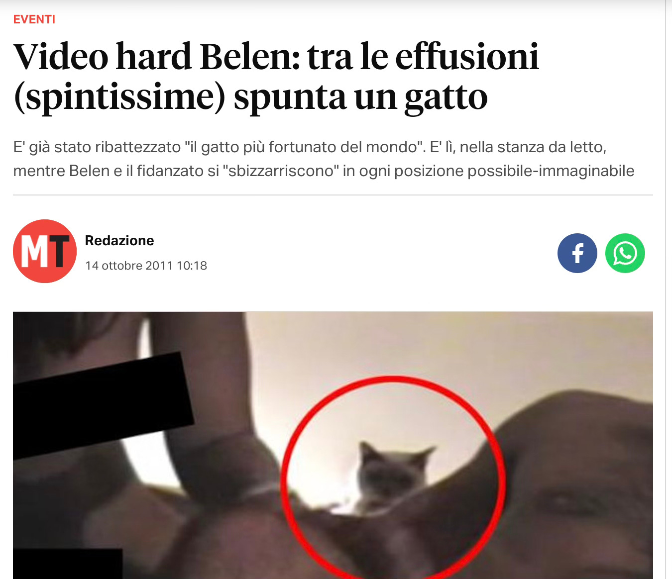 La vecchia storia del video di Belen