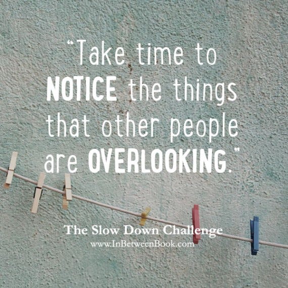 Slow Down Challenge: Notice Slow Down Challenge: Notice