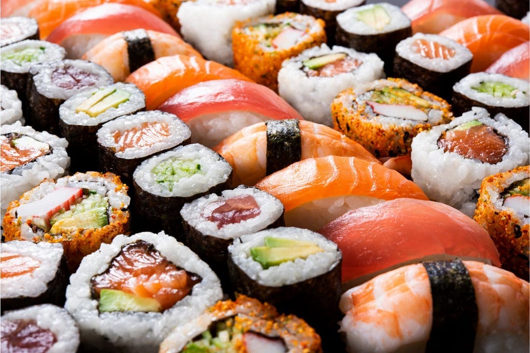 Sushi of various types