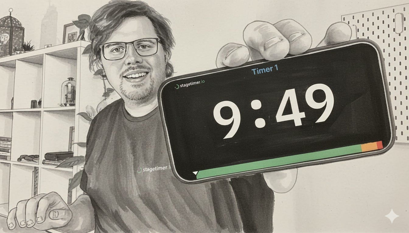 可能是 1 人、電子手錶、電話和顯示的文字是「 Timer1 stagetimer 9:49 9 49 stagetimer.i 」的圖像 可能是 1 人、電子手錶、電話和顯示的文字是「 Timer1 stagetimer 9:49 9 49 stagetimer.i 」的圖像