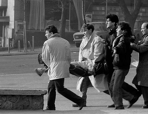 A háborús uszítás elleni tiltakozás Belgrádban, 1991. március 9-én (Fotó: Dormán László)