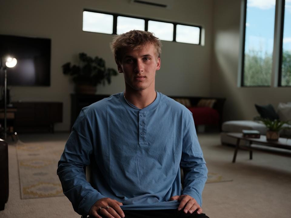 Chad Franke, pictured in a large living room.