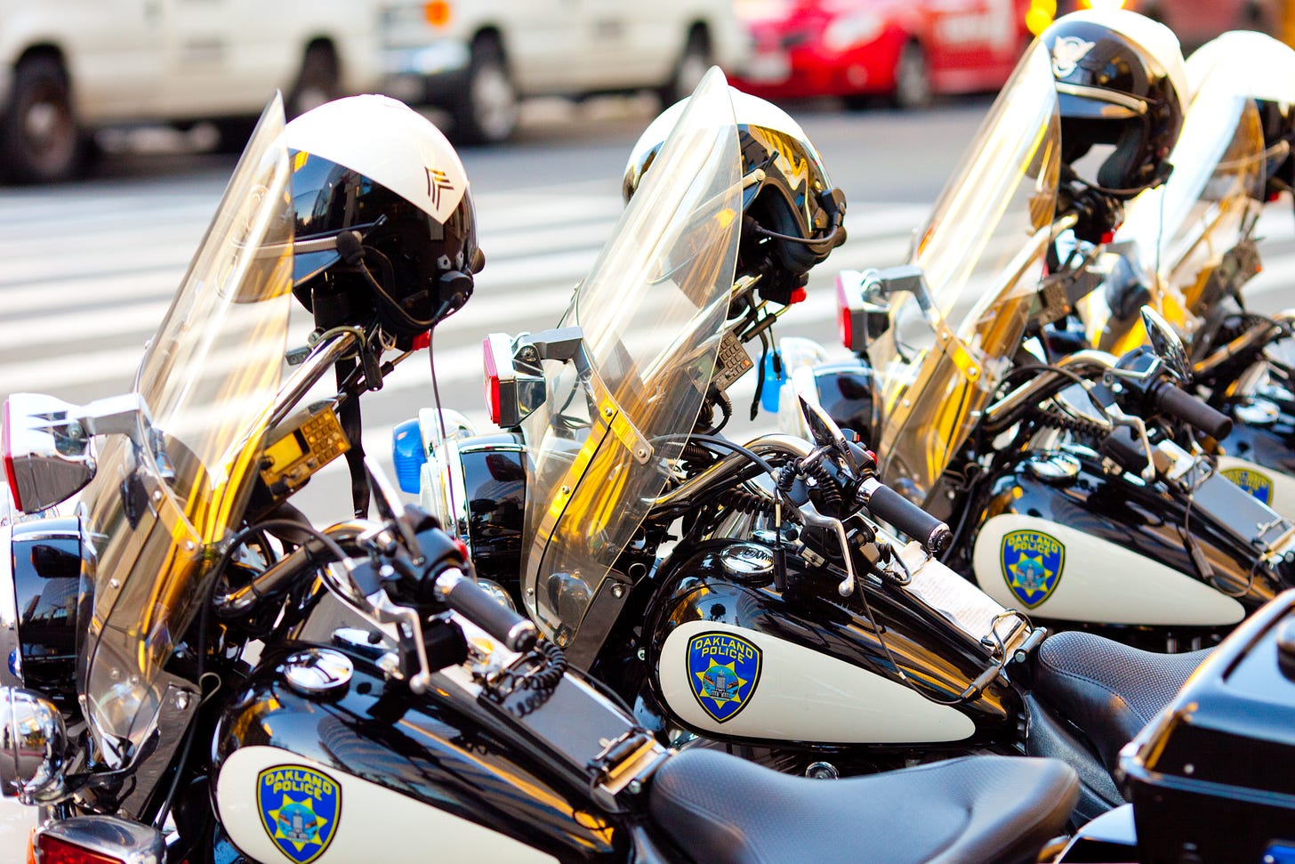 Oakland police motorcycles. Oakland Police Department has been under federal oversight since 2003, in the wake of the “Riders” police misconduct scandal in the year 2000. Oakland, California, Jan. 8, 2009. (Image source: Thomas Hawk / Creative Commons) Oakland police motorcycles. Oakland Police Department has been under federal oversight since 2003, in the wake of the “Riders” police misconduct scandal in the year 2000. Oakland, California, Jan. 8, 2009. (Image source: Thomas Hawk / Creative Commons)