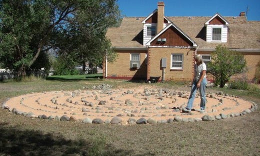 woman walking a labyrinth