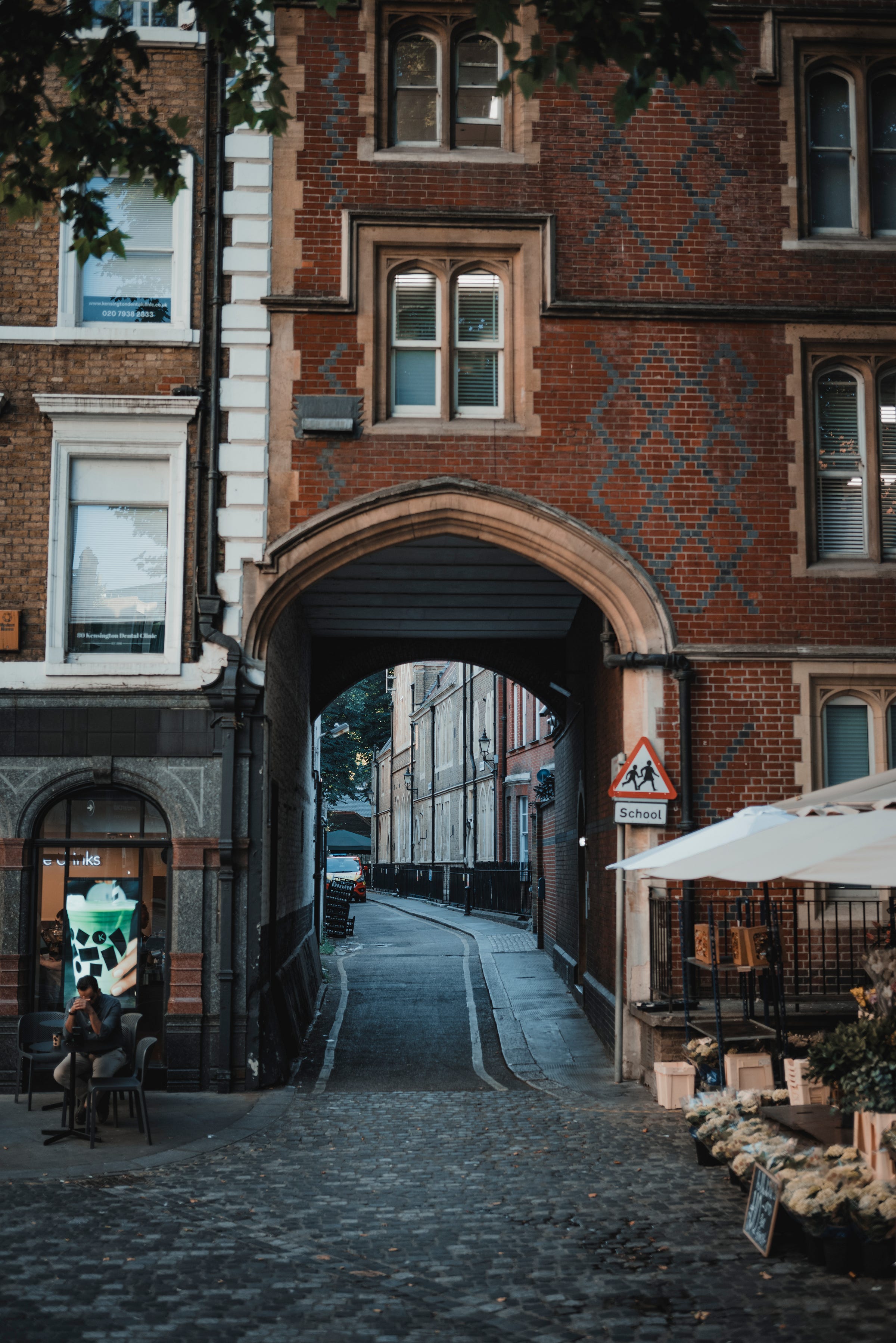 Een smalle doorgang in Londen