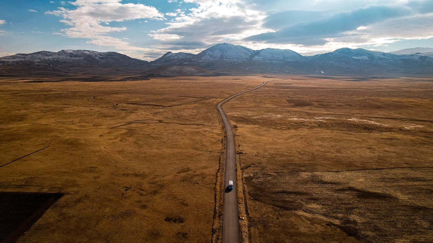 Eastern Turkey Türkiye Caldiran plain Iran border plain barren empty silence travel writing writer vanlife van camper story stories on the road