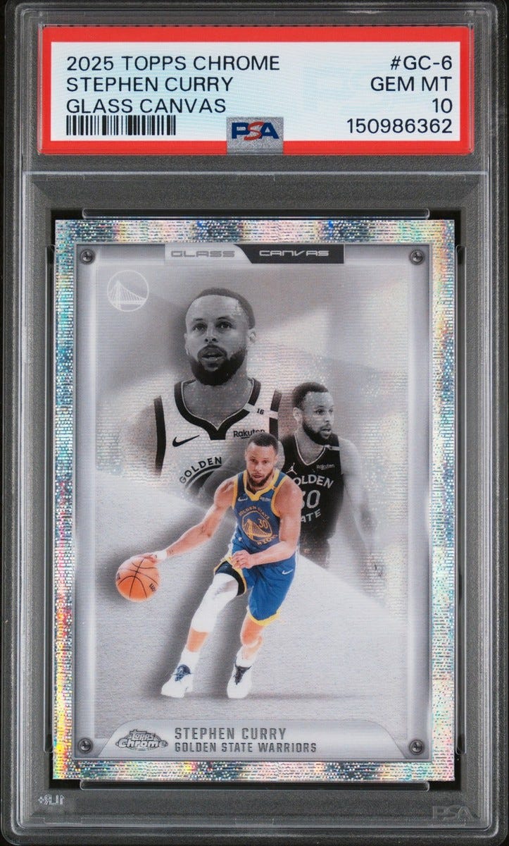 2025 TOPPS CHROME GLASS CANVAS #GC-6 STEPHEN CURRY PSA 10