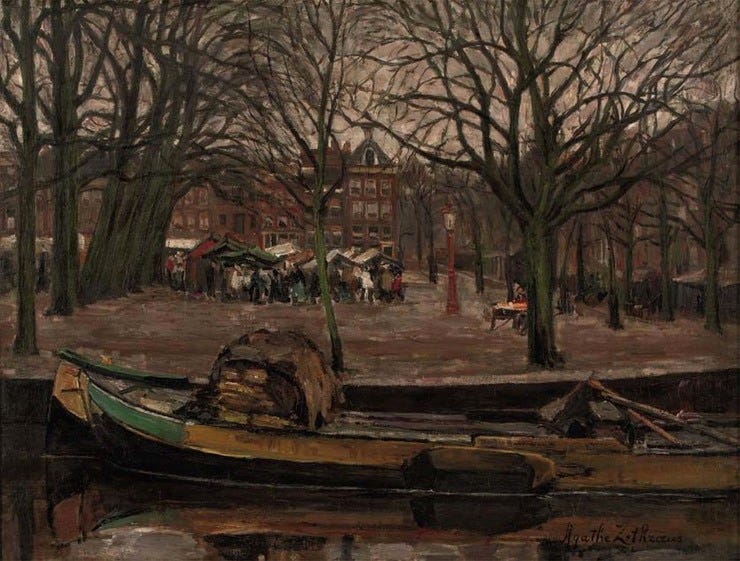 'Activiteiten aan het Amstelveld' - olieverf op doek: Agatha Zethraeus (herkomst: Christie's Amsterdam) 'Activiteiten aan het Amstelveld' - olieverf op doek: Agatha Zethraeus (herkomst: Christie's Amsterdam)
