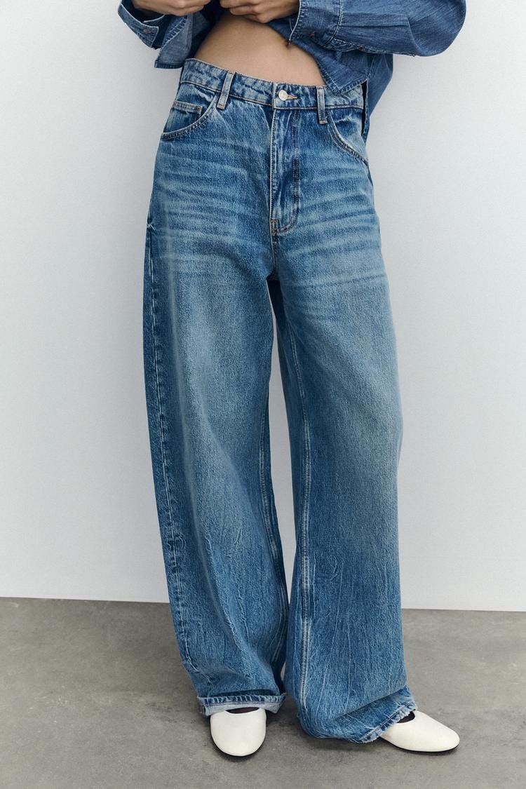 Zara OVERSIZE TRF RELAXED JEANS WITH A MID WAIST - Navy blue - Image 1
