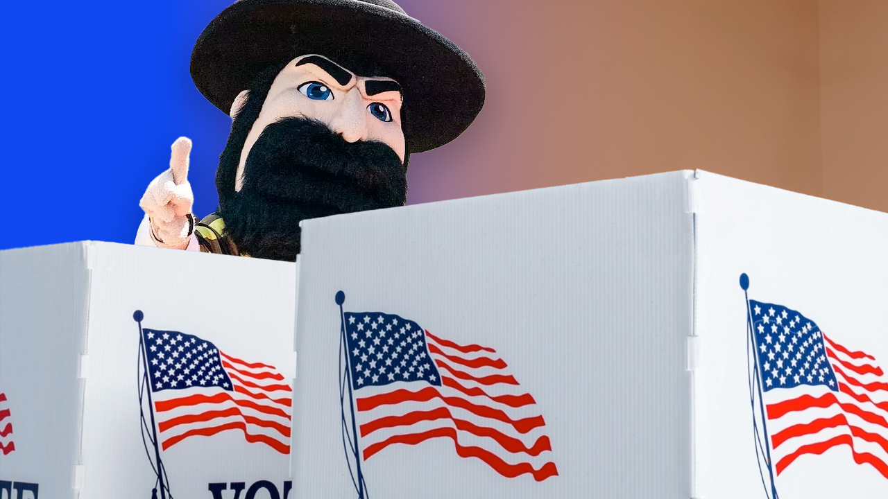 App State mascot at the polls