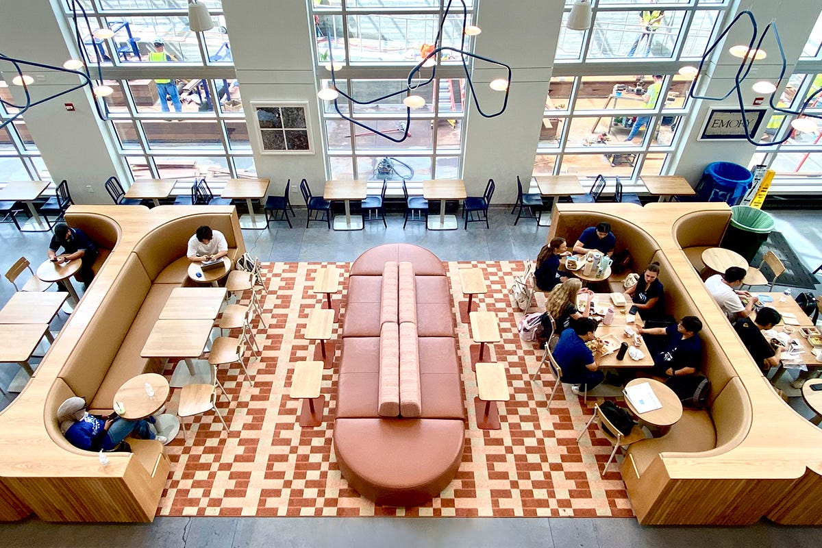 aerial view of tables and chairs