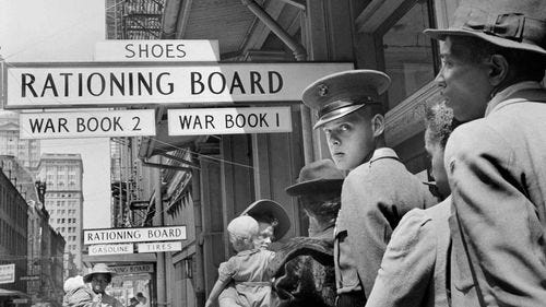 Line of people at Rationing Board, New Orleans, Louisiana, March 1943.