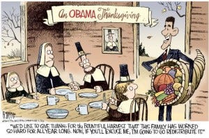 Obama Redistributes Thanksgiving Plenty cartoon Obama Redistributes Thanksgiving Plenty cartoon