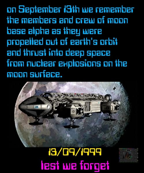 May be an image of ‎text that says "‎חם September 13th we rTTper the members อกธ CreW of ጠህህብ ase סםום as they were propelted จบ of earth S orbit อกธี thrust into deep space ចេល eHplosions ህል the 0 13/09/1999 13/ 09/ 1999 lest we ៧្‎"‎