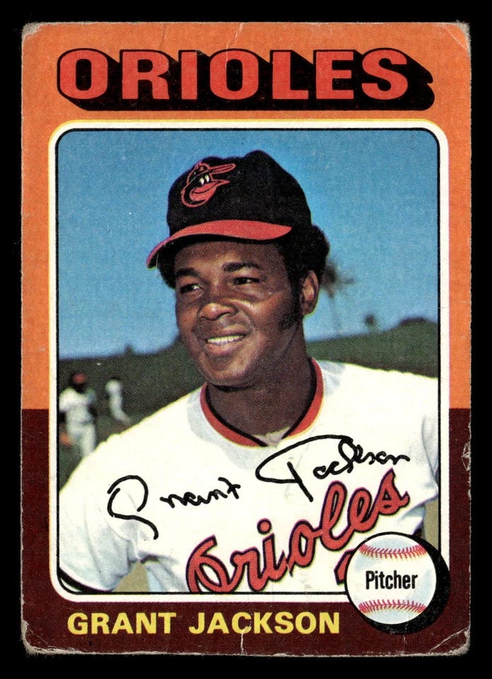1975 Topps Grant Jackson #303 GD Baltimore Orioles - Picture 1 of 2 1975 Topps Grant Jackson #303 GD Baltimore Orioles - Picture 1 of 2