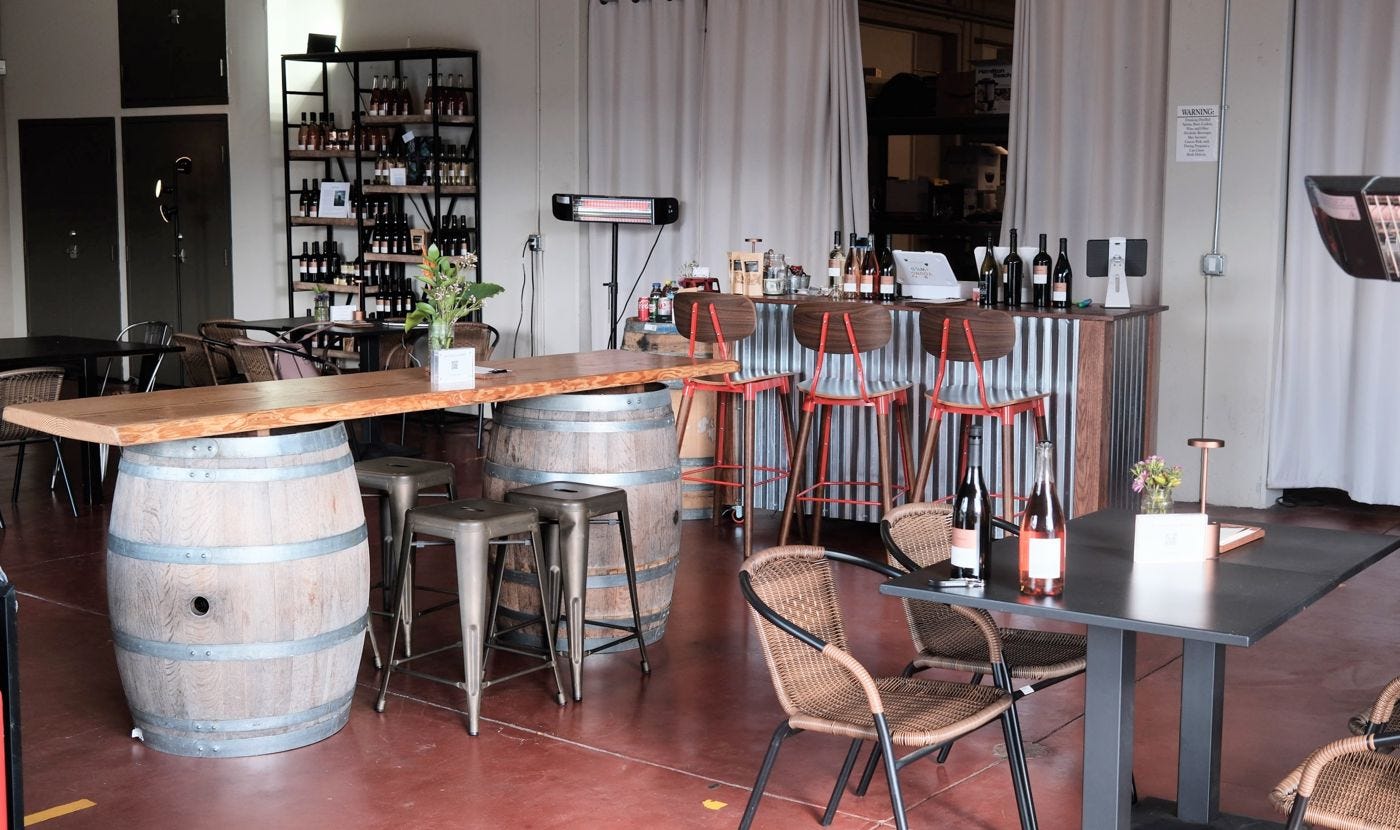 Barrel bar inside Gehricke's tasting room in Sonoma