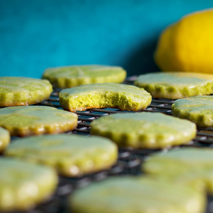 Matcha Shortbread cookies, Oatmeal raisin cookies, cream cheese chocolate chip cookies, and no bake chocolate peanut butter cookies.