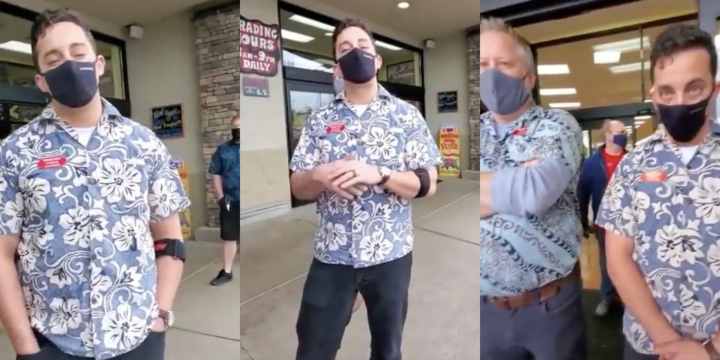 Image result from https://www.dailydot.com/irl/trader-joes-anti-mask-karens-video/