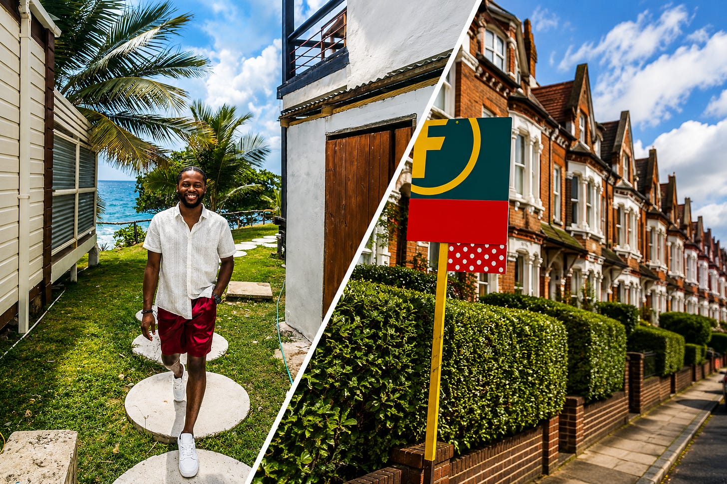 From tropical coastlines in Jamaica to terraced streets in England, renting and landlord experiences can look very different, but the need for fairness, clarity, and better communication remains the same. Enhanced composite image created for the Renters’ Rights app concept.