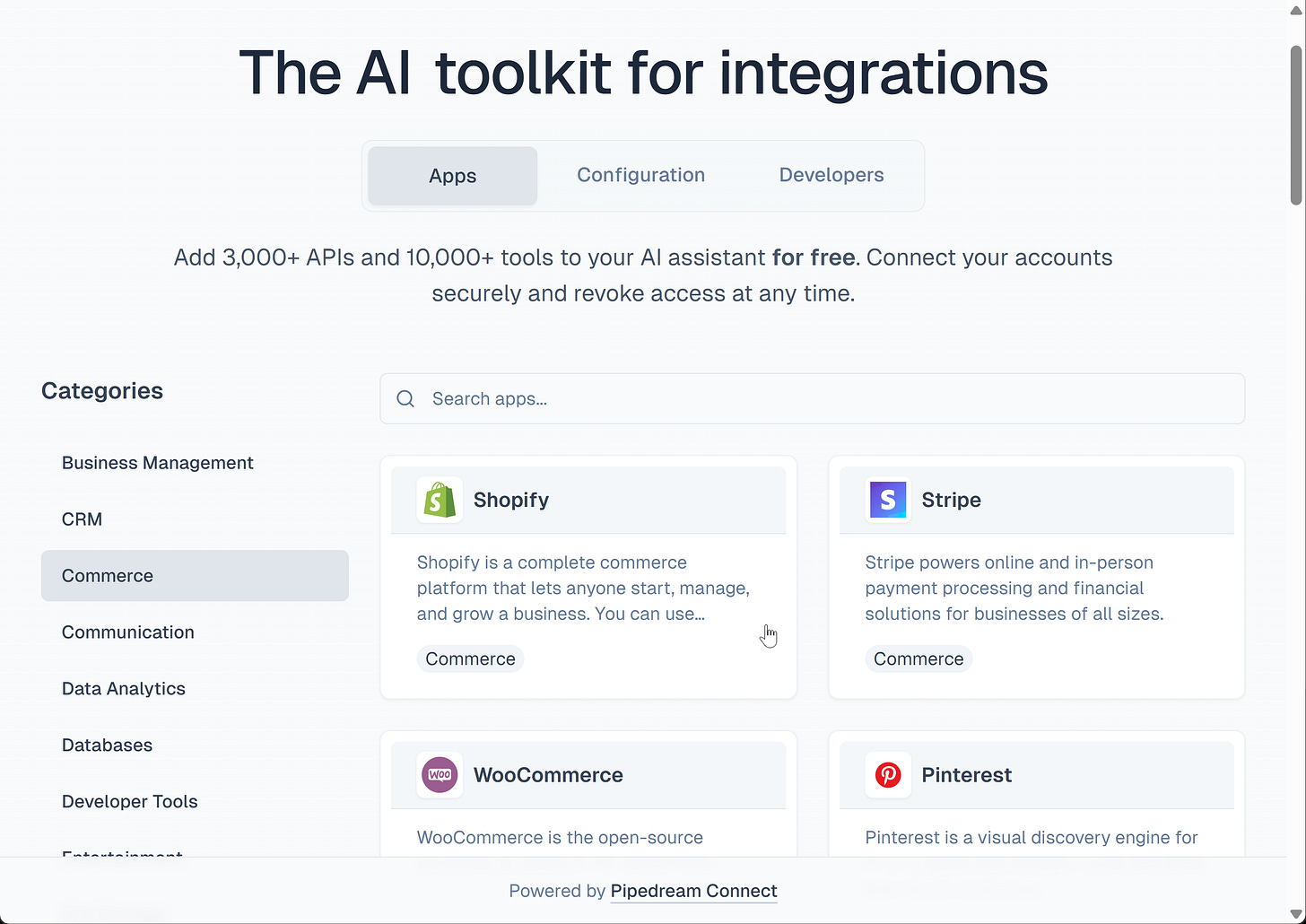 Using Pipedream MCP to connect Claude to 1,000s of APIs and apps