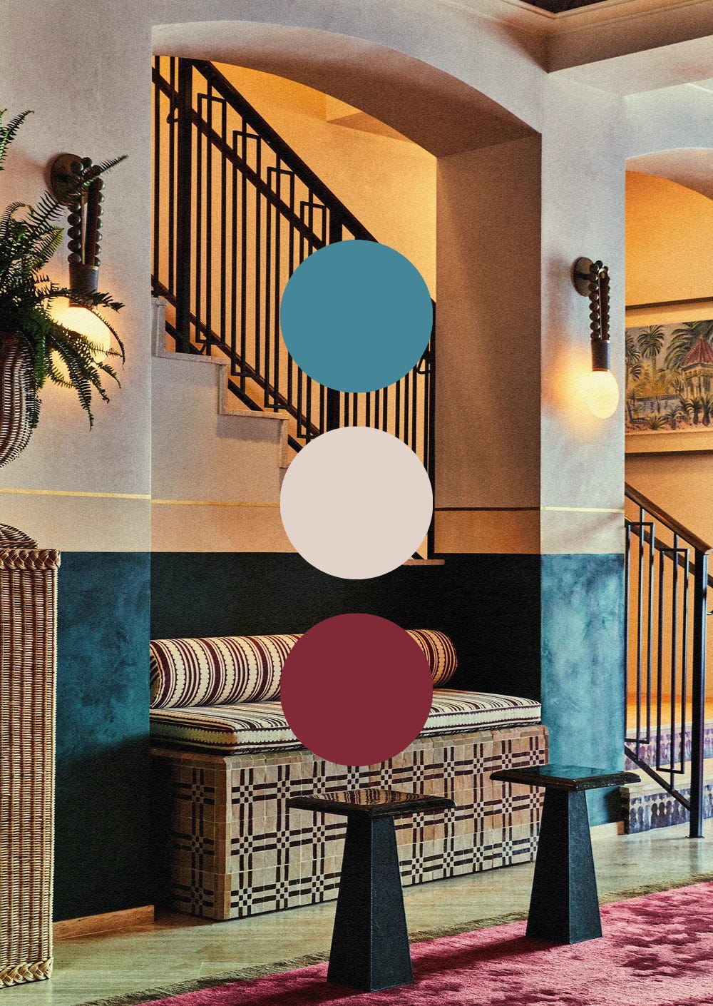 Colorful interior design and bold color combo Miami