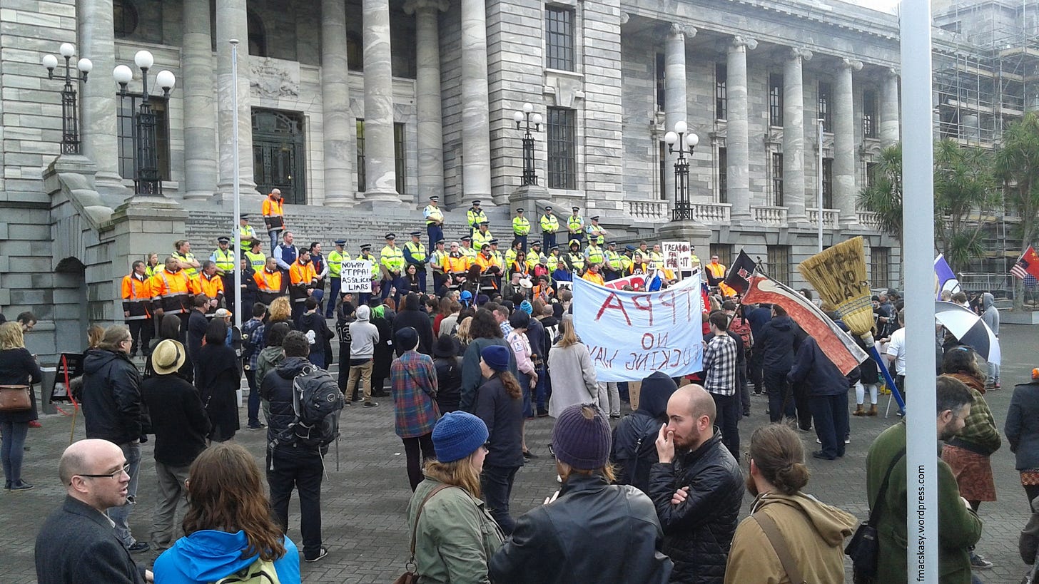 TPPA - trans pacific partnership agreement - protest march - wellington - 15 august 2015
